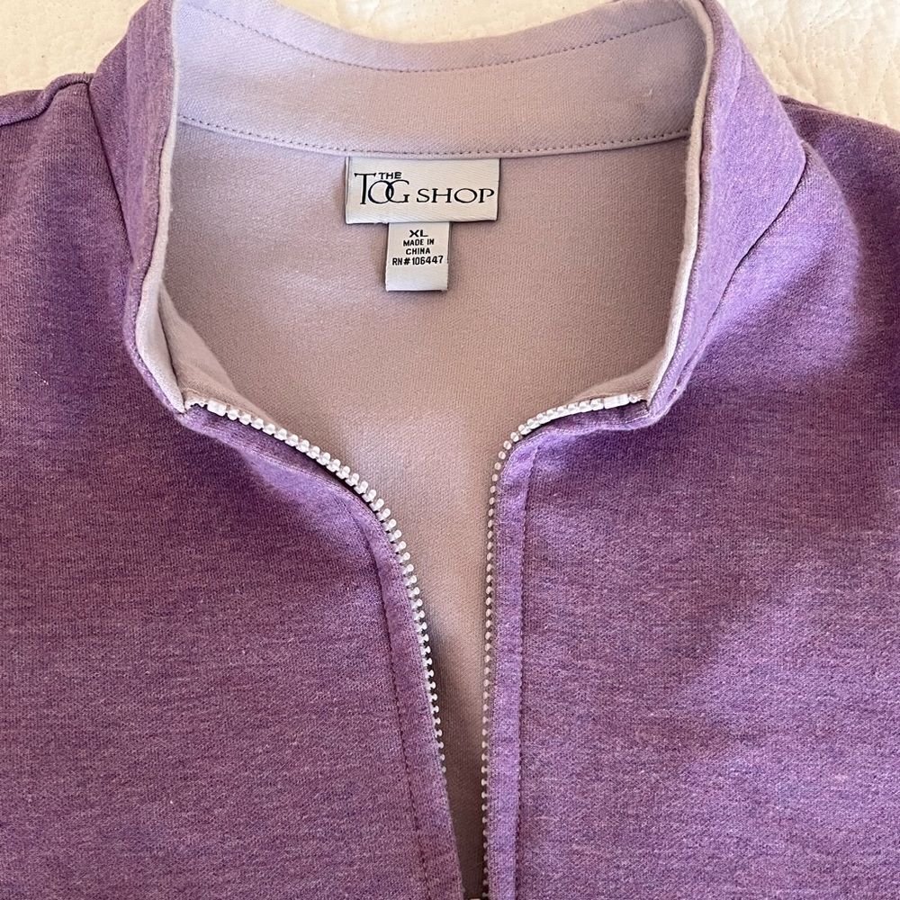 The Tog Shop Lavender Long Sleeve Cotton Blend Sweater Zipper Jacket sz XL - Picture 4 of 9